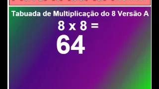 tabuada de multiplicação do número 8 (oito) - aleatória versão A