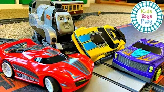 Thomas and Friends Lego Train Crashes with Hot Wheels AI Remote Control Cars