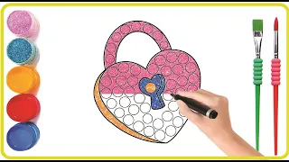 Draw & Color a Pop It Lock Heart How to Draw & Color a Pop It Lock Heart for Kids!