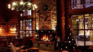 🎄Ambiance café de Noël avec musique jazz douce | Cheminée crépitante | Sons de café