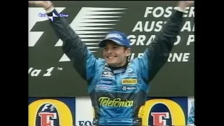 Giancarlo Fisichella vince a Melbourne la prima gara del Mondiale (SERVIZIO RAI, 2005)