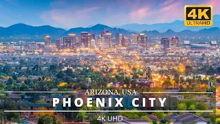 Downtown Phoenix Arizona, USA at night | 4K Drone Footage