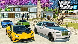 VISITING A $25,000,000 MEGA MANSION! (LUXURY CARS) | Farming Simulator 22