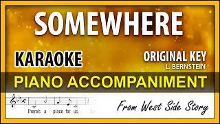 Somewhere 🎈 West Side Story 🎹 KARAOKE Original key