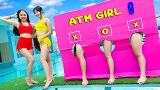 RACE CAR GIRL ATM PRANK BATTLE NERF Dr. PGirl Nerf Guns THE MOST UNIQUE TRAPS AT THE POOL DC PRANKS