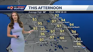 Some Central Florida locations to reach record heat with highs in the upper 90s