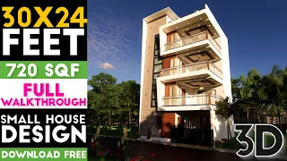 30x24 Feet Small House Design With Two Bedroom Each Floor || Plan#23