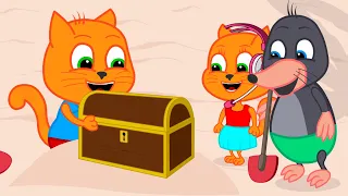 Cats Family in English - Gold Diggers Found A Chest Cartoon for Kids