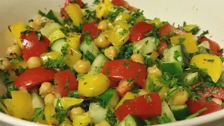 Mediterranean Chickpeas Salad Recipe, Fresh and Crisp Healthy Salad, Lunch Idea, Vegetarian Side...