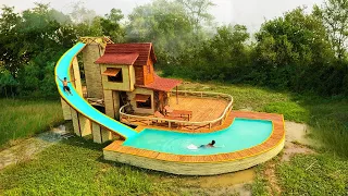 Spent 60 Days To Build The Most Creative Bamboo House Resort, Swimming Pool & Flyover Water Slide