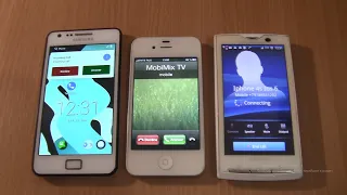 Incoming call&Outgoing call at the Same Time Iphone 4s+Sony Xperia X10i+Samsung Galaxy S2 android 11