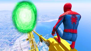 GTA 5 Random Portals #50 (Spider-Man Jumping Into Green Portals Ragdolls)