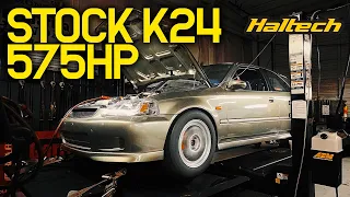 Stock K24 EK Hatch Makes 500+ Easy On The Haltech Elite 1500