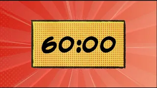 60 Minute (One Hour) Comic Book Style Countdown Timer, Super Hero Music 🎵