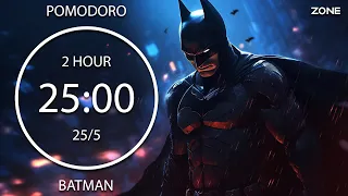 25/5 - 2 Hour Batman Pomodoro for Enhanced Focus & Productivity | Dark Knight Ambience | ADHD Relief