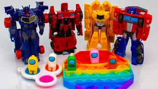 Collection of Cartoons - Transformers and Among Us are looking for a traitor with Popit toys.