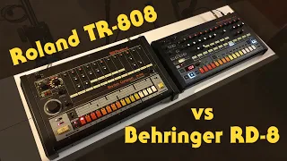 Roland TR-808 vs Behringer RD-8 - individual sound comparison as well as in a beat