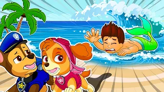 Paw Patrol Ultimate Rescue | Ryder Becomes a Merperson? Please Don't Go! - Pups Save Ryder - Rainbow