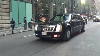 United States President Obama's Presidential Motorcade With U.S. Secret Service & NYPD In Manhattan