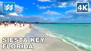 [4K] Siesta Key Beach in Florida USA - Spring Break Walking Tour Vlog & Vacation Travel Guide 🎧