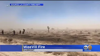 Firefighters Stop Forward Progress Of Large Brush Fire In Antelope Valley