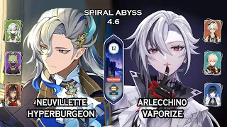 C0 NEUVILLETTE Hyperburgeon x C0 ARLECCHINO Vaporize | Spyral Abyss 4.6 | F2P 9*