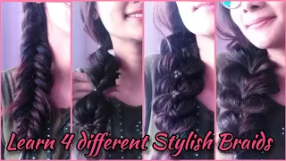 How to make Stylish Braids🤷‍♀️ (P-1)| Quick tutorial💁‍♀️| Fishtail💓Fauxtail💓Fourstrand💓Pull-through💓