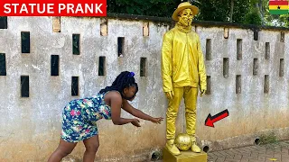 😂😂😂SHE COLLAP$ED & THEN LAUGHED! GoldMan Statue Prank. #cowboy_prank