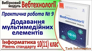 Практична №9. Додавання мультимедійних елементів | Модуль Вебтехнології | 10(11) клас | Речич