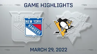 NHL Highlights | Rangers vs. Penguins - Mar 29, 2022