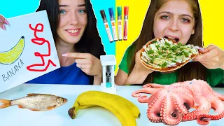 ASMR DRAW AND EAT FOOD CHALLENGE | Eating Sounds Lilibu