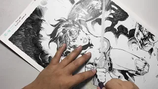 INKING Jim Lee Wonder Woman Cover Art