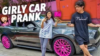 GIRLY CAR PRANK ON BROS MUSTANG!! | Ranz and Niana