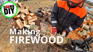 Homemade Hydraulic Log Splitter Making Firewood