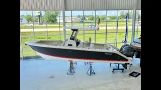 2021 Pursuit Boats S 268 Center Console Leaves Showroom on Hydraulic Trailer for Delivery Prep