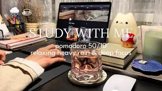 3-HR STUDY WITH ME 📚☕️ Rainy late Night, 50/10 Pomodoro Timer /Editing my Notes in Notion/ Real time