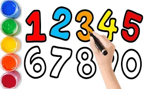 1234567890, How to Draw Number 1 to 10 for Beginners - Numbers Color Drawing Videos