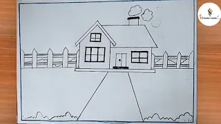 How to draw a house scenery very easily step by step.. 🏠