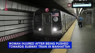 NYPD looking for man who pushed woman's head into subway train