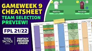 FPL Gameweek 9 Team Selection Guide & CHEATSHEET! | Fantasy Premier League Tips 2021/22