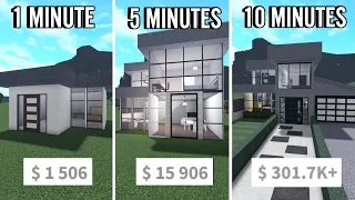 BUILDING A MODERN BLOXBURG HOUSE IN 1,5 AND 10 MINUTES | roblox