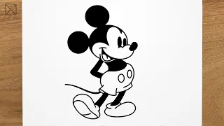 How to draw MICKEY MOUSE step by step, EASY