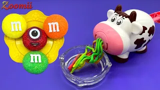 Numberblocks | Mixing Slime Playdoh Noddles with Candy M&M Cutting ASMR !! Satisfying Slime Video