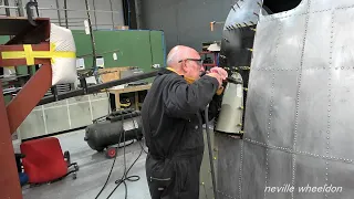 Video 219 Restoration of Lancaster NX611 Year 6.   French wing, top side skins in place