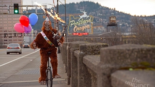 Happy Birthday from Sasquatch with Flaming Bagpipes on a Unicycle in Portland!