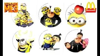 2017 McDONALD'S DESPICABLE ME 3 MOVIE MINIONS HAPPY MEAL TOYS STICKERS FULL SET 6 CARL GRU MEL DAVE