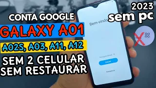 Novo metodo Desbloqueio conta google SAMSUNG A01 | A02s, A11, Sem restaurar, sem 2 celular  SEM PC