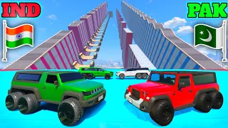 India Vs Pakistan | Gta 5 Indian Cars Vs Pakistan Cars Mega Ramp Challenges | Gta 5 Gameplay