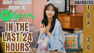 [TOP 30] MOST STREAMED SONGS BY KPOP ARTISTS ON SPOTIFY IN THE LAST 24 HOURS | 8 MAY 2023