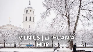 HDR 🇱🇹 walking in snowfall Dreamy winter of Vilnius Lithuania